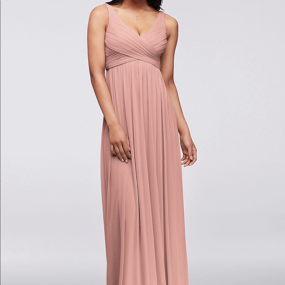 LONG MESH DRESS WITH COWL BACK DETAIL
